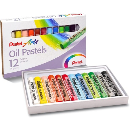 ✅ Pentel Pastels à l'huile Lot de 12 pastels à l'huile - Doux, crémeux et séchage lent - Couleurs assorties en stock