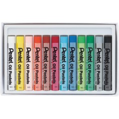 Pentel Pastels à l'huile Lot de 12 pastels à l'huile - Doux, crémeux et séchage lent - Couleurs assorties