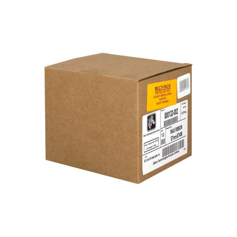 Zebra ZipShip 2300 Lot de 12 rubans de transfert thermique originaux – Rubans de cire – Noyau 12,7 mm, largeur 57 mm, longueur 7