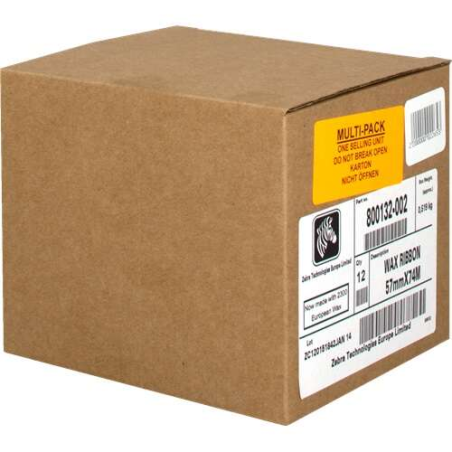 Zebra ZipShip 2300 Lot de 12 rubans de transfert thermique originaux – Rubans de cire – Noyau 12,7 mm, largeur 57 mm, longueur 7
