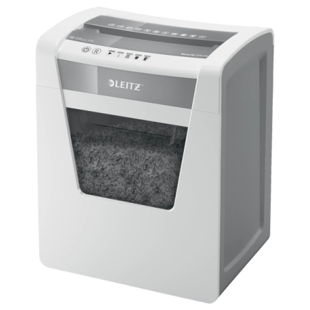 Destructeur de documents Leitz IQ Office P5 Micro Cut - Détruit jusqu'à 10 feuilles - Bac de 23 L - 2 heures d'autonomie - Blanc