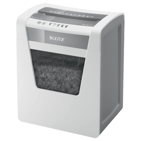 Destructeur de documents Leitz IQ Office P4 à coupe confetti - Détruit jusqu'à 15 feuilles - Bac de 23 L - 2 heures d'autonomie