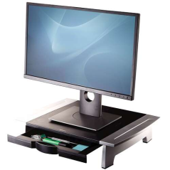 Fellowes Office Suites Support pour moniteur - 5 réglages de hauteur - Tiroir de rangement - Espace pour ordinateur portable - P