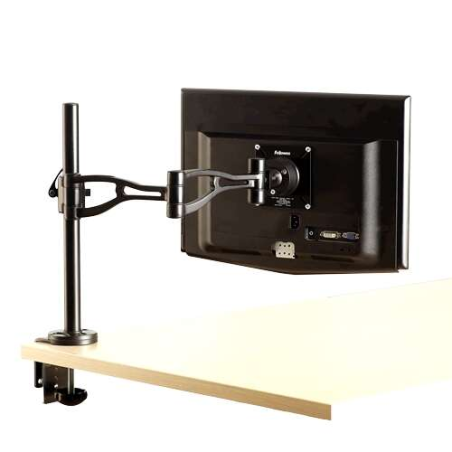 Fellowes Bras pour écran unique - Réglable en hauteur - Réglable en profondeur - Réglage de l'inclinaison - Poids maximum 10 kg