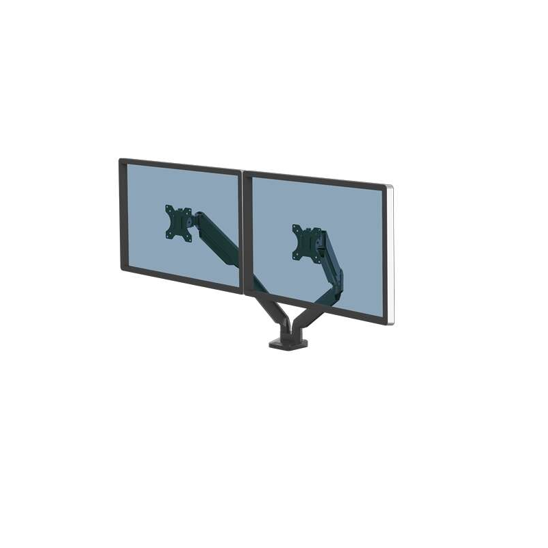 Fellowes Platinum Series Dual Monitor Arm - Jusqu'à 32" et 8 kg - 2 Ports USB - Système de gestion des câbles - Couleur Noir