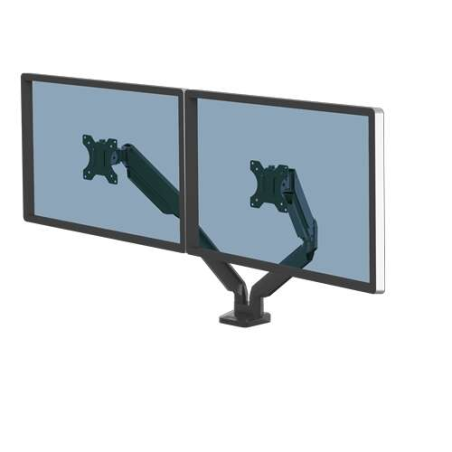 Fellowes Platinum Series Dual Monitor Arm - Jusqu'à 32" et 8 kg - 2 Ports USB - Système de gestion des câbles - Couleur Noir