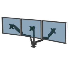 Fellowes Platinum Series Triple Monitor Arm - Jusqu'à 27" et 7kg - 2 Ports USB - Ressort à Gaz Réglable - Système de Gestion des