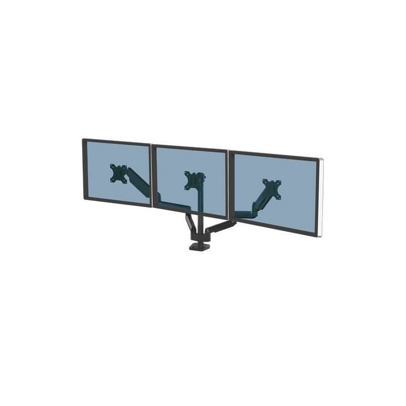 Fellowes Platinum Series Triple Monitor Arm - Jusqu'à 27" et 7kg - 2 Ports USB - Ressort à Gaz Réglable - Système de Gestion des