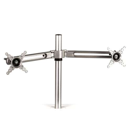 Attache à double bras Fellowes pour poste de travail Lotus - Réglable en hauteur - Jusqu'à 26 pouces et 5,8 kg - Couleur argent