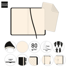 Carnet Finocam moderne et léger - 72 feuilles - 100 x 150 mm - Papier crème 80 g/m² - Lisse - Pochette intérieure - Fermeture él