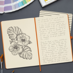 Carnet Finocam moderne et léger - 72 feuilles - Format A5 - 148 x 210 mm - Papier crème 80 g/m² - Lisse - Pochette intérieure -