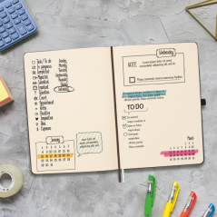 Carnet à couverture rigide Finocam Nexo - 72 feuilles - Format A5 - 148 x 210 mm - Papier crème 80 g/m² - Pochette intérieure -