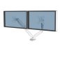 Fellowes Platinum Series Dual Monitor Arm - Jusqu'à 27" et 9kg - 2 Ports USB - Réglable avec ressort à gaz - Couleur Blanc