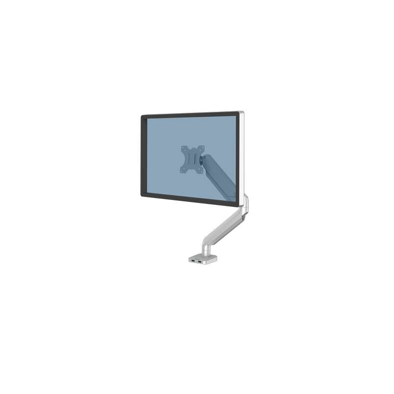 Fellowes Platinum Series Bras de moniteur simple - Ressort à gaz réglable - 2 ports USB - Système de gestion des câbles - Couleu