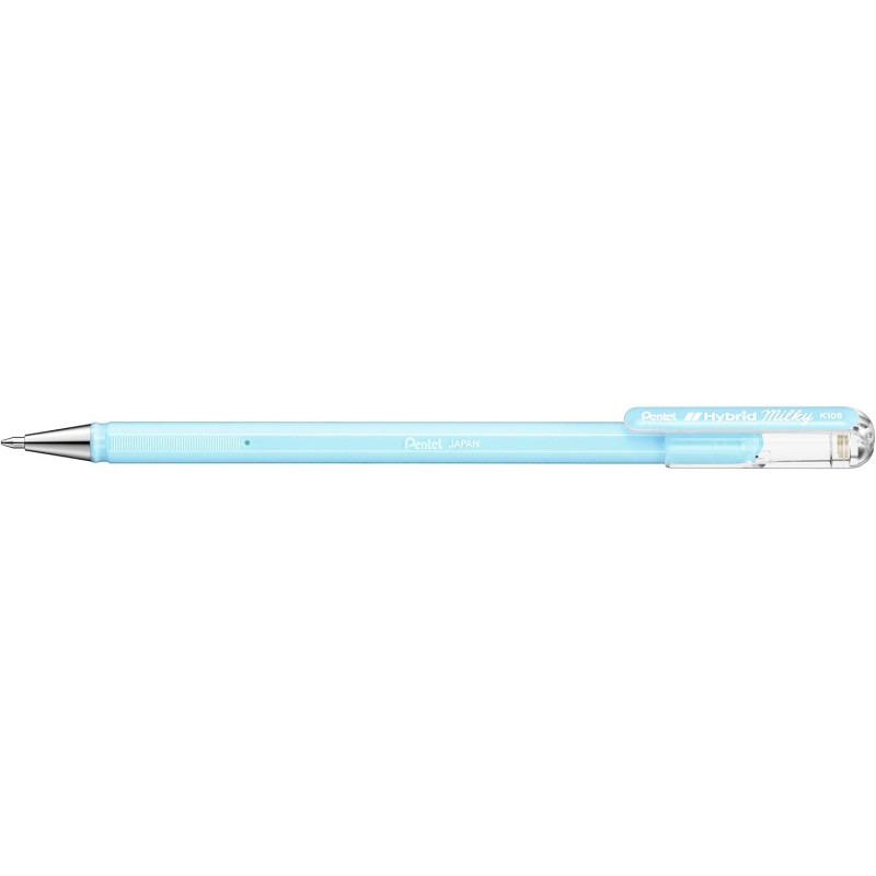 Stylo bille Pentel Hybrid Milky bleu pastel lot de 12 Stylo bille Pentel Hybrid Milky bleu pastel lot de 12