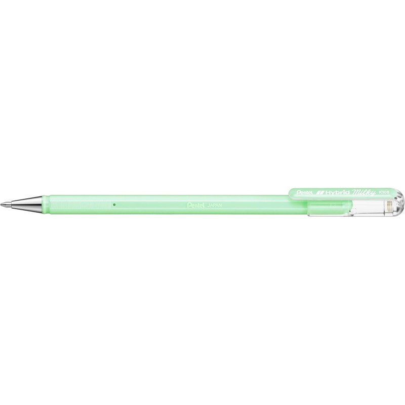 Stylo bille Pentel Hybrid Milky vert pastel lot de 12 Stylo bille Pentel Hybrid Milky vert pastel lot de 12