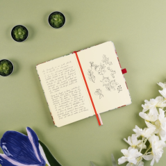 Carnet à couverture rigide Finocam Moniquilla - 72 feuilles - 90 x 150 mm - Papier crème 80 g/m² - Lisse - Pochette intérieure -