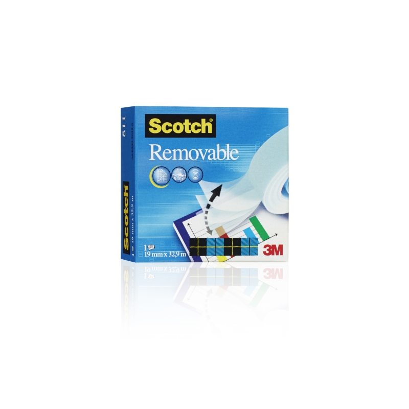 Ruban adhésif invisible Scotch - Réutilisable - 19 mm x 33 m - Transparent