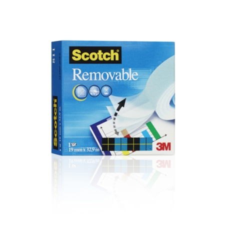 Ruban adhésif invisible Scotch - Réutilisable - 19 mm x 33 m - Transparent