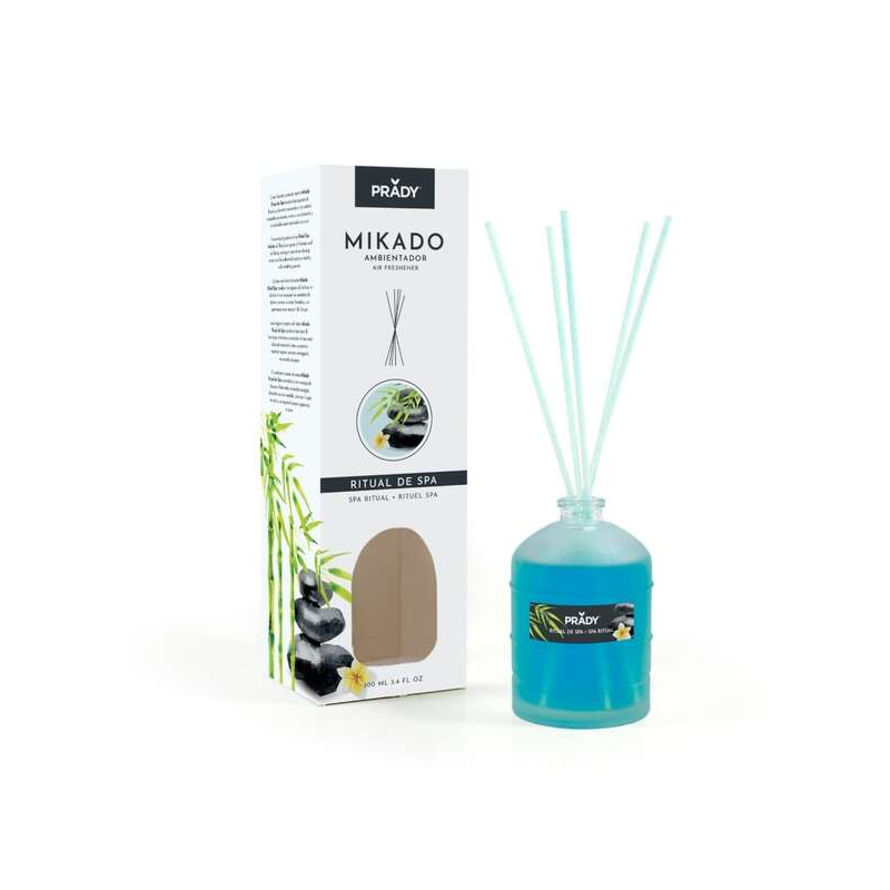 Prady SPA Ritual Mikado Désodorisant - Bouteille en verre de 100 ml et baguettes de diffusion