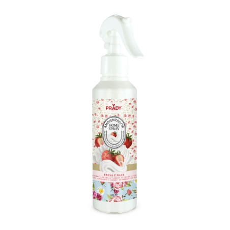 Spray désodorisant Prady Home Crème et Fraise - Flacon de 220 ml - Flacon vaporisateur