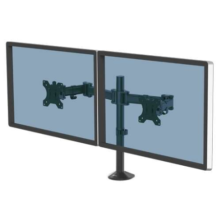 Fellowes Reflex Dual Monitor Arm - Jusqu'à 27" et 8 kg - Réglable en hauteur et en profondeur - Gestion des câbles intégrée - Co