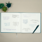 Livre d'or Finocam pour signatures - 80 feuilles - 250 x 250 mm - Papier ivoire 120 g/m² - Couverture en similicuir - Bleu
