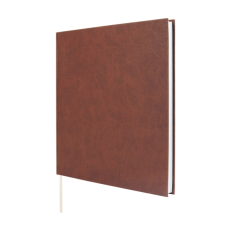 Livre d'or Finocam pour événements - 80 feuilles - 250 x 250 mm - Papier ivoire 120 g/m² - Couverture en similicuir - Marron