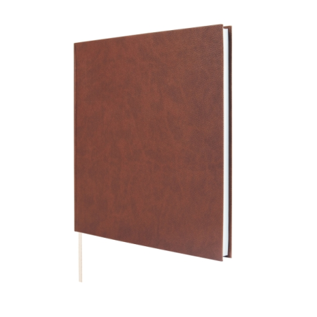 Livre d'or Finocam pour événements - 80 feuilles - 250 x 250 mm - Papier ivoire 120 g/m² - Couverture en similicuir - Marron