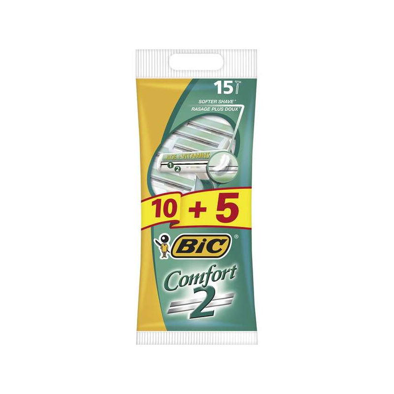 Bic Comfort 2 Pack de 10 + 5 Rasoirs Jetables Offerts