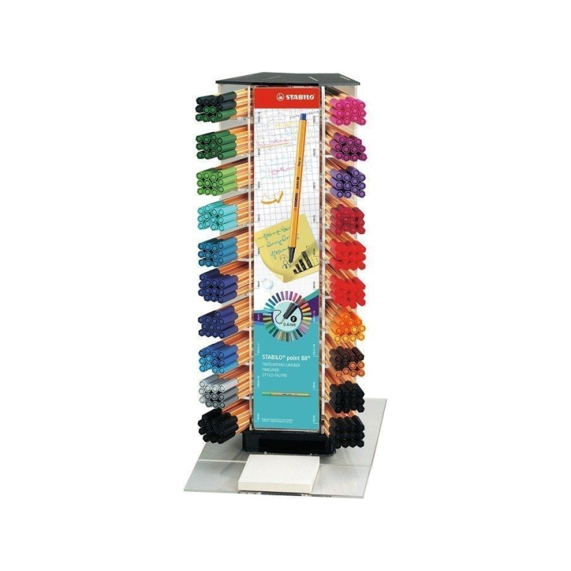 Présentoir Stabilo Point 88 avec 240 marqueurs à pointe fibre - Taille de trait environ. 0,4 mm. - Encre à base d'eau - Couleurs