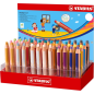 Présentoir Stabilo Woody 3 en 1 avec 48 crayons de couleur - Crayon de couleur, crayon de cire et aquarelle, tout en un - Mine X