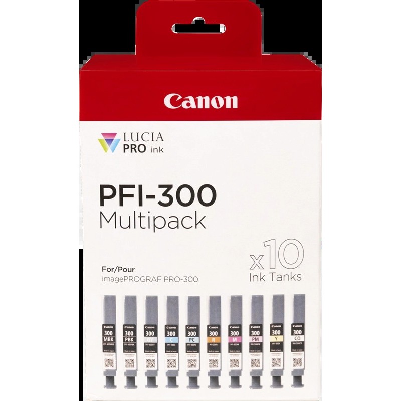 Canon PFI300 Pack de 10 Cartouches d'Encre Originales - 4192C008