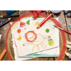 Présentoir Stabilo Woody 3 en 1 avec 48 crayons de couleur - Crayon de couleur, crayon de cire et aquarelle, tout en un - Mine X