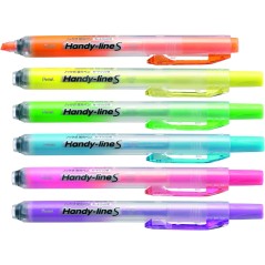 Marqueurs fluorescents rétractables Pentel Handy Line S x6