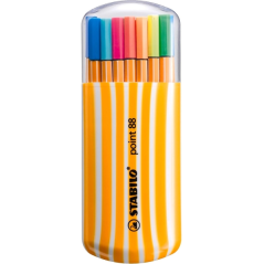 Stabilo Point 88 Zebrui, lot de 20 feutres à pointe fine – 15 couleurs standard et 5 couleurs néon – Largeur de trait : 0,4 mm –