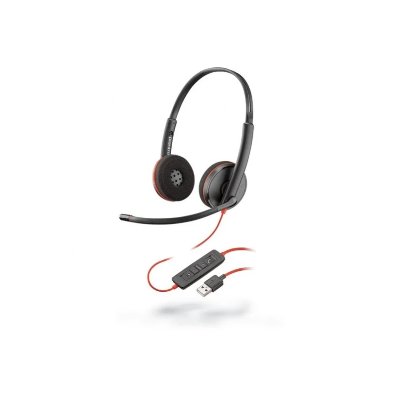Plantronics Blackwire C3220 Casque USB-A avec microphone - Coussinets d'oreille rembourrés - Commandes sur câble - Couleur Noir