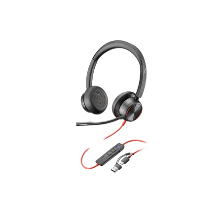 Casque HP Poly Blackwire 8225 avec microphone - Réduction du bruit - USB-C/A - Réduction de bruit active hybride avancée - Comma