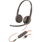 Plantronics Blackwire C3225 Casque avec Microphone USB / Jack 3,5 mm - Coussinets rembourrés - Commandes par câble - Couleur Noi