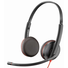 Plantronics Blackwire C3225 Casque avec Microphone USB / Jack 3,5 mm - Coussinets rembourrés - Commandes par câble - Couleur Noi