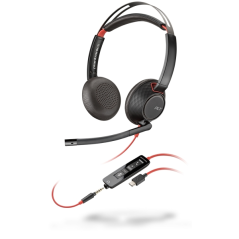 Plantronics Blackwire C5220 Casque USB-C avec microphone - Suppression du bruit - Bandeau en métal rembourré - Coussinets en cui