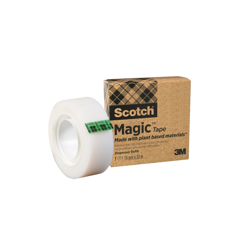 Ruban adhésif Scotch Magic - Adhésif végétal 66 % - 19 mm x 30 m - Transparent