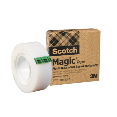 Ruban adhésif Scotch Magic - Adhésif végétal 66 % - 19 mm x 30 m - Transparent