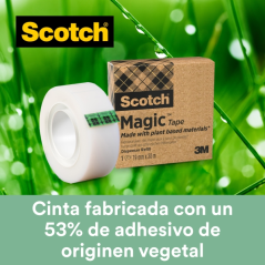 Dévidoir de ruban adhésif Scotch - Pour rubans jusqu'à 19 mm x 33 m - 66 % de colle végétale - Comprend 3 rubans - Noir