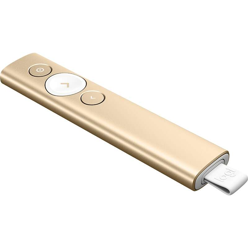 Présentateur sans fil Logitech Spotlight - Rayon d'action de 30 m - Vibration - Couleur or