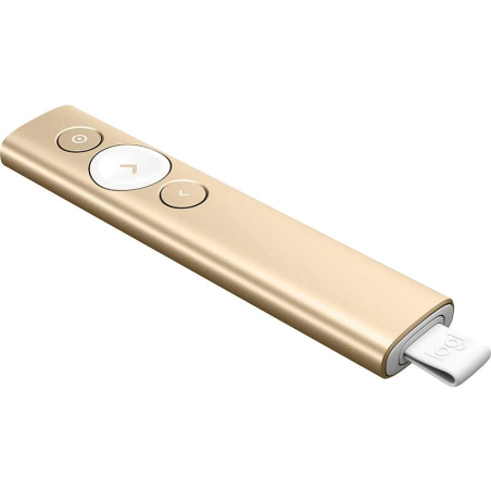 Présentateur sans fil Logitech Spotlight - Rayon d'action de 30 m - Vibration - Couleur or