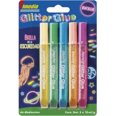 ✅ Pack de 5 Tubes de Colle Pailletée Imedio "Glow in the Dark" 10 ml - Brille dans le Noir - Pour Différents en stock