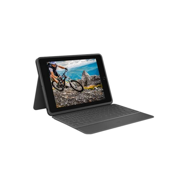 Logitech Rugged Folio Case avec clavier sans fil pour iPad 7e et 8e génération 10,2" - Saisie silencieuse - Touches d'accès dire