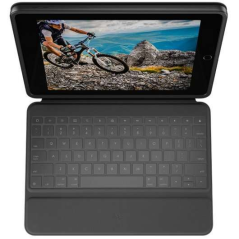 Logitech Rugged Folio Case avec clavier sans fil pour iPad 7e et 8e génération 10,2" - Saisie silencieuse - Touches d'accès dire