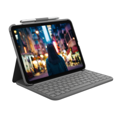 Étui clavier Logitech Slim Folio pour iPad (10e génération et A16) - Jusqu'à 3 ans d'autonomie - Tissu résistant à l'eau - Graph